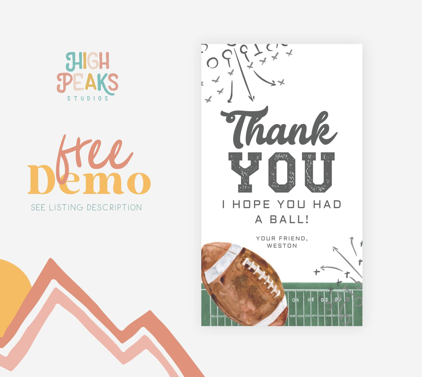 Printable Favor Tag - Football Birthday - High Peaks Studios