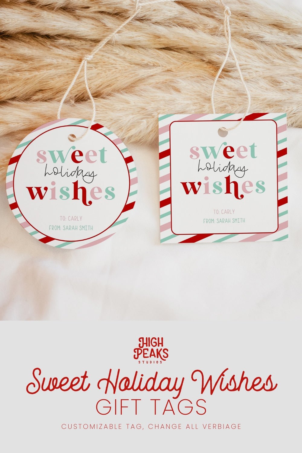 Printable Sweet Holiday Wishes Gift Tag - High Peaks Studios