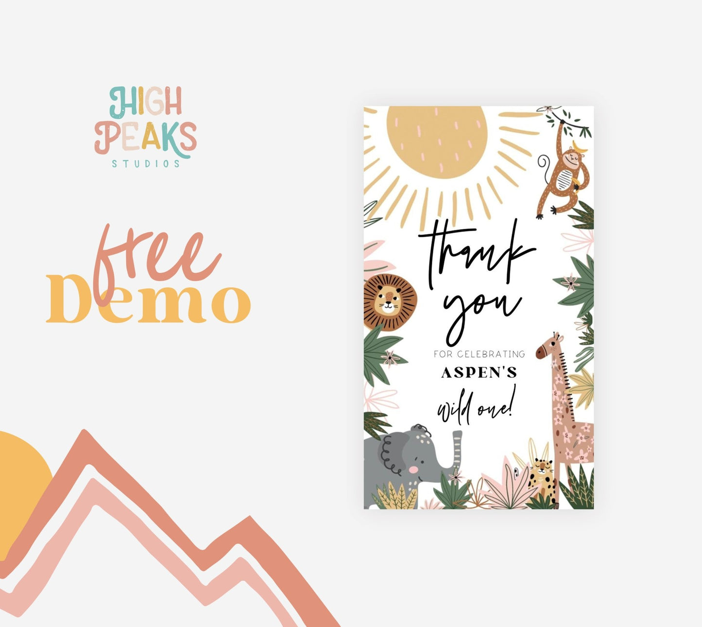 Printable Thank You Favor Tag - Boho Safari - High Peaks Studios