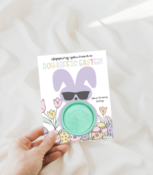 Purple Easter Peep PlayDoh Valentine Printable - High Peaks Studios