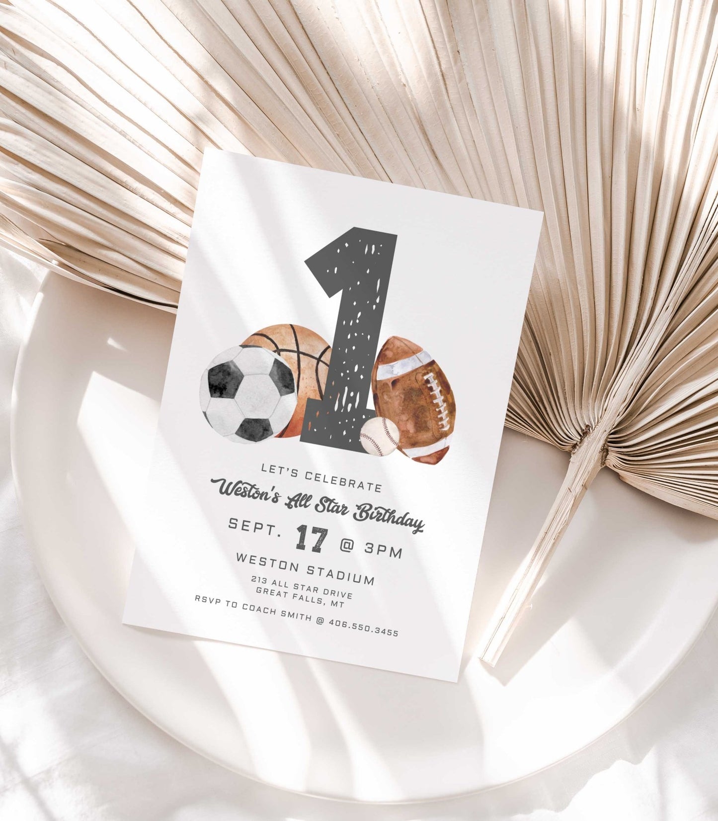 Rookie Year First Birthday Invitation - High Peaks Studios