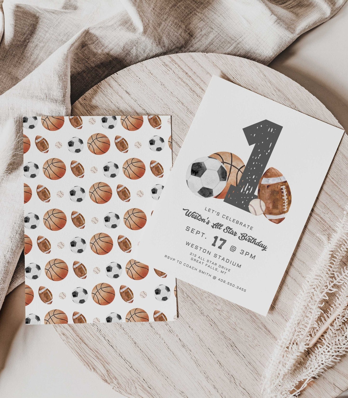 Rookie Year First Birthday Invitation - High Peaks Studios