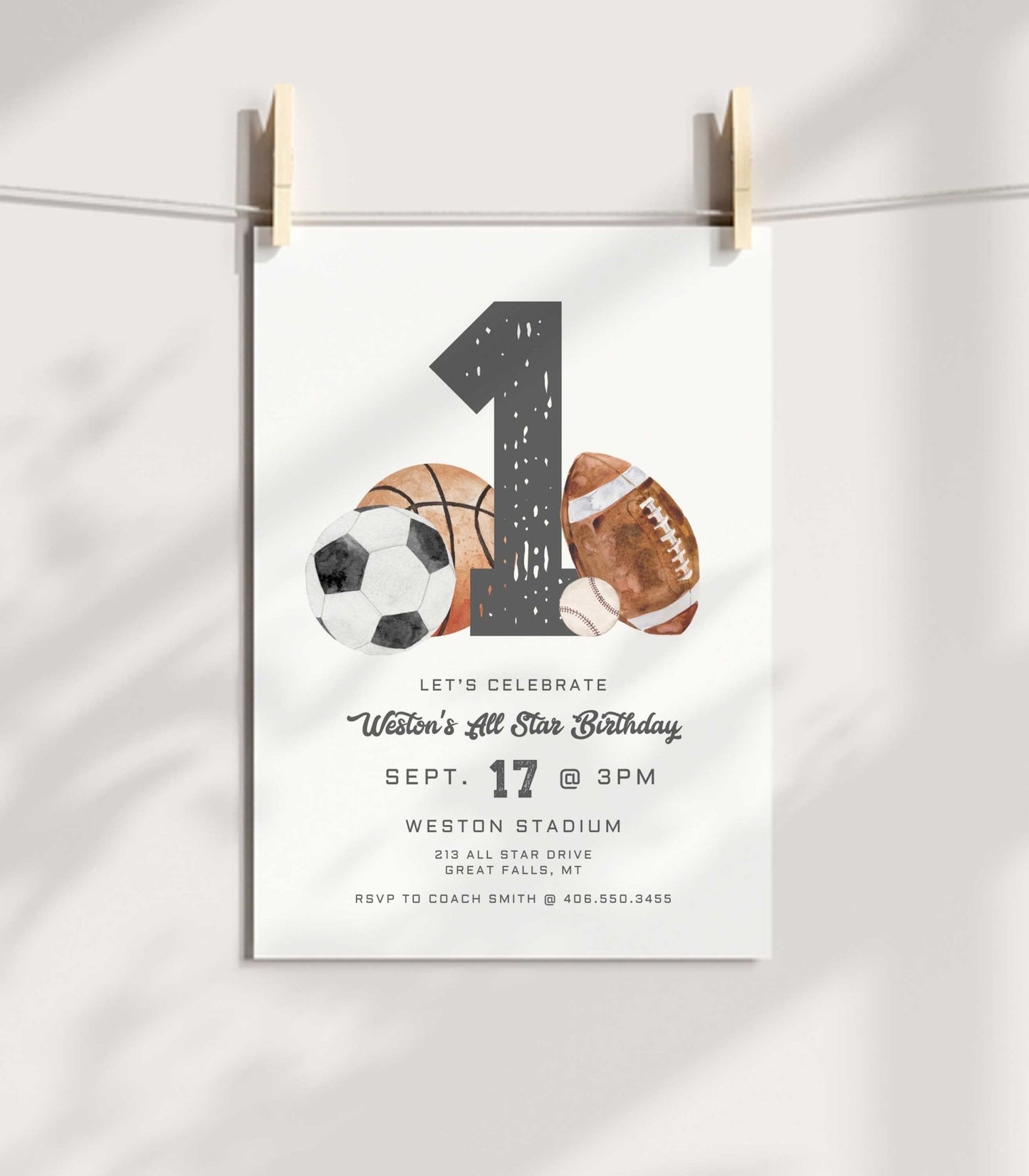Rookie Year First Birthday Invitation - High Peaks Studios