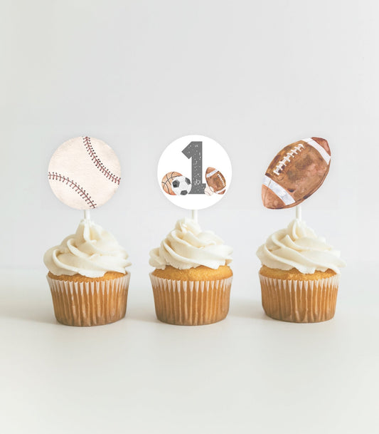 Rookie Year Sports Cupcake Toppers - High Peaks Studios