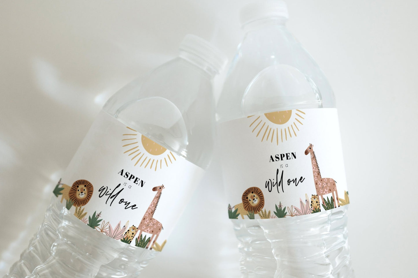 Safari Party Water Bottle Label Printables - High Peaks Studios