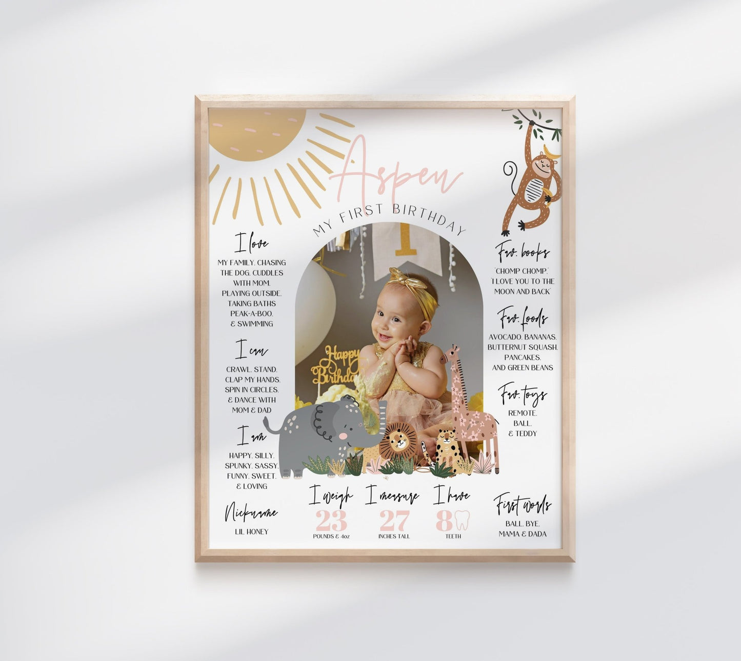 Safari Photo Milestone First Year Poster Printable - High Peaks Studios