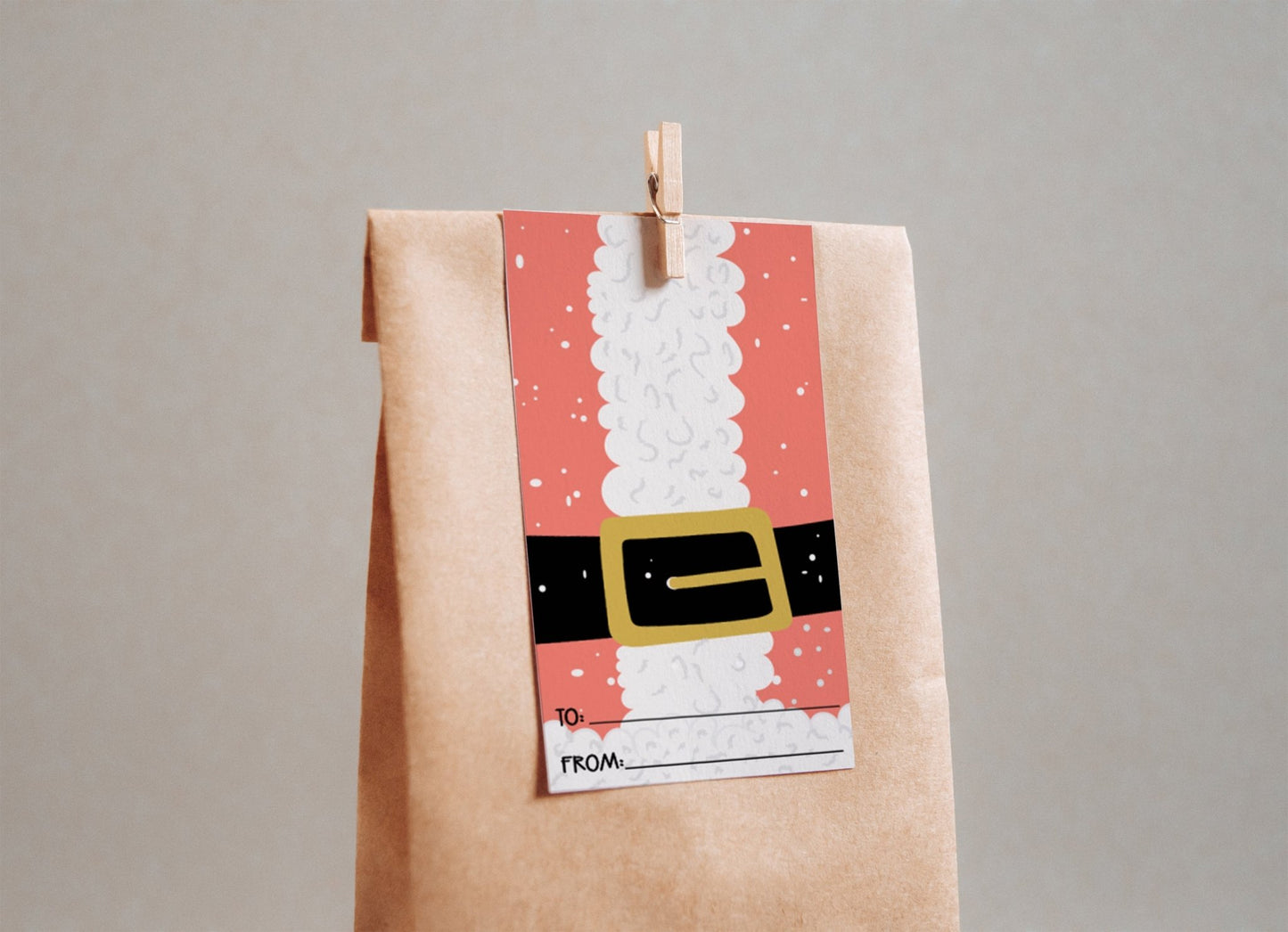 Santa Suit Christmas Gift Tag Printable - High Peaks Studios