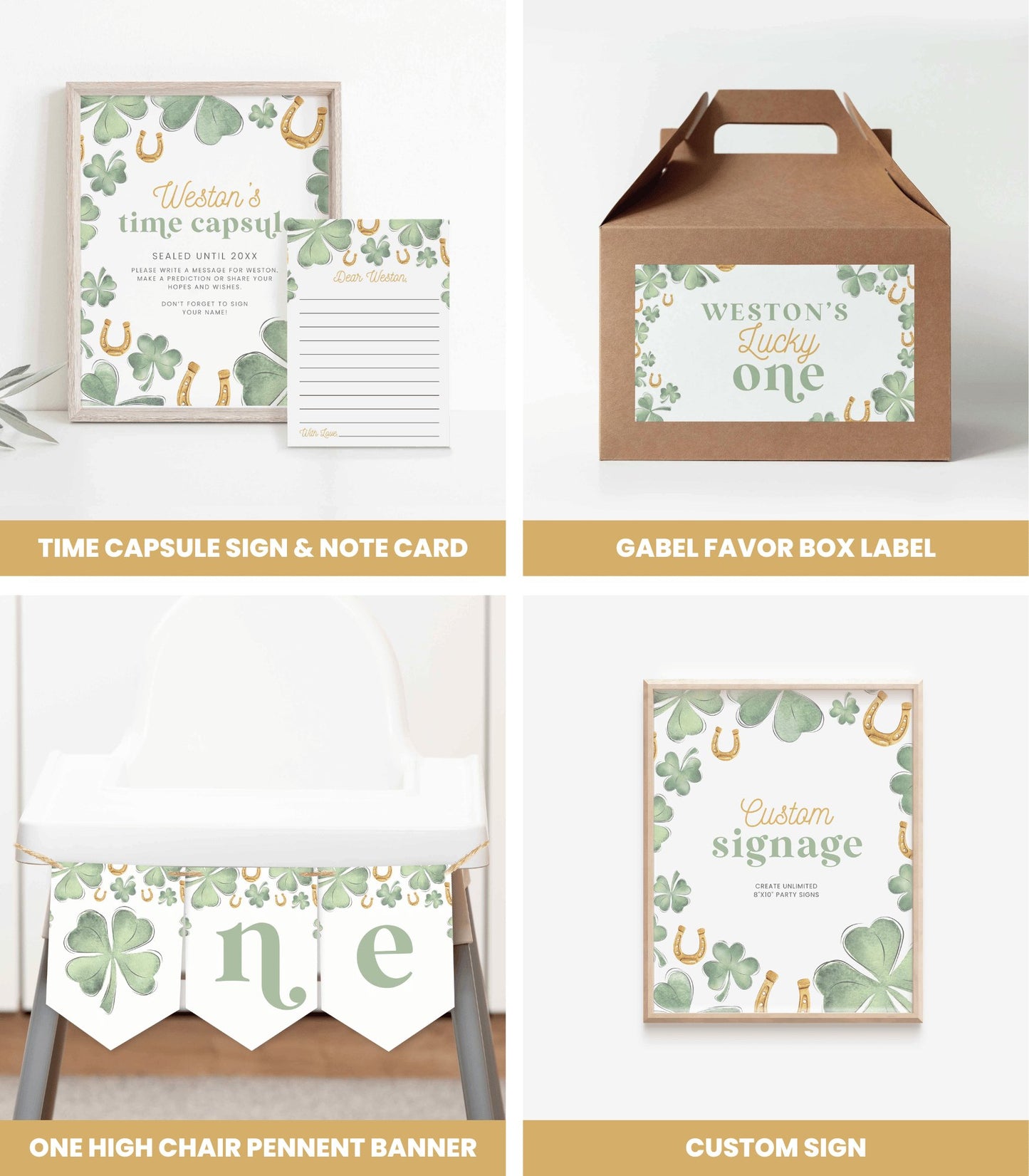 Shamrock Lucky One Birthday Decor Bundle - High Peaks Studios