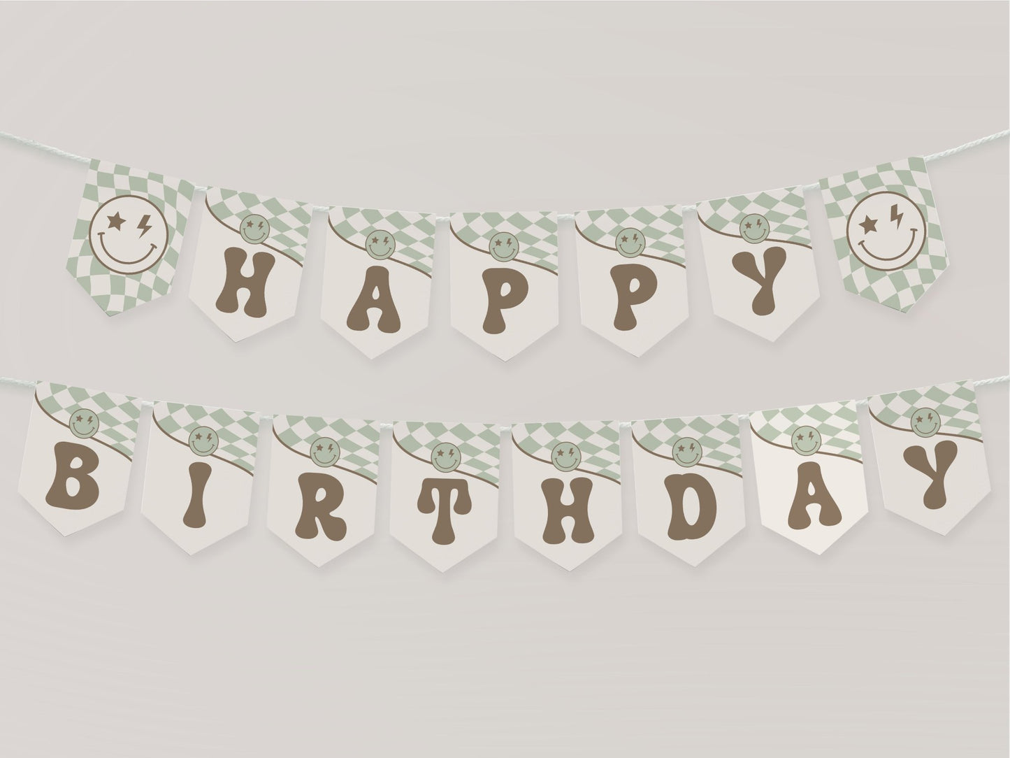 Smiley Face Happy Birthday Banner Printable - High Peaks Studios