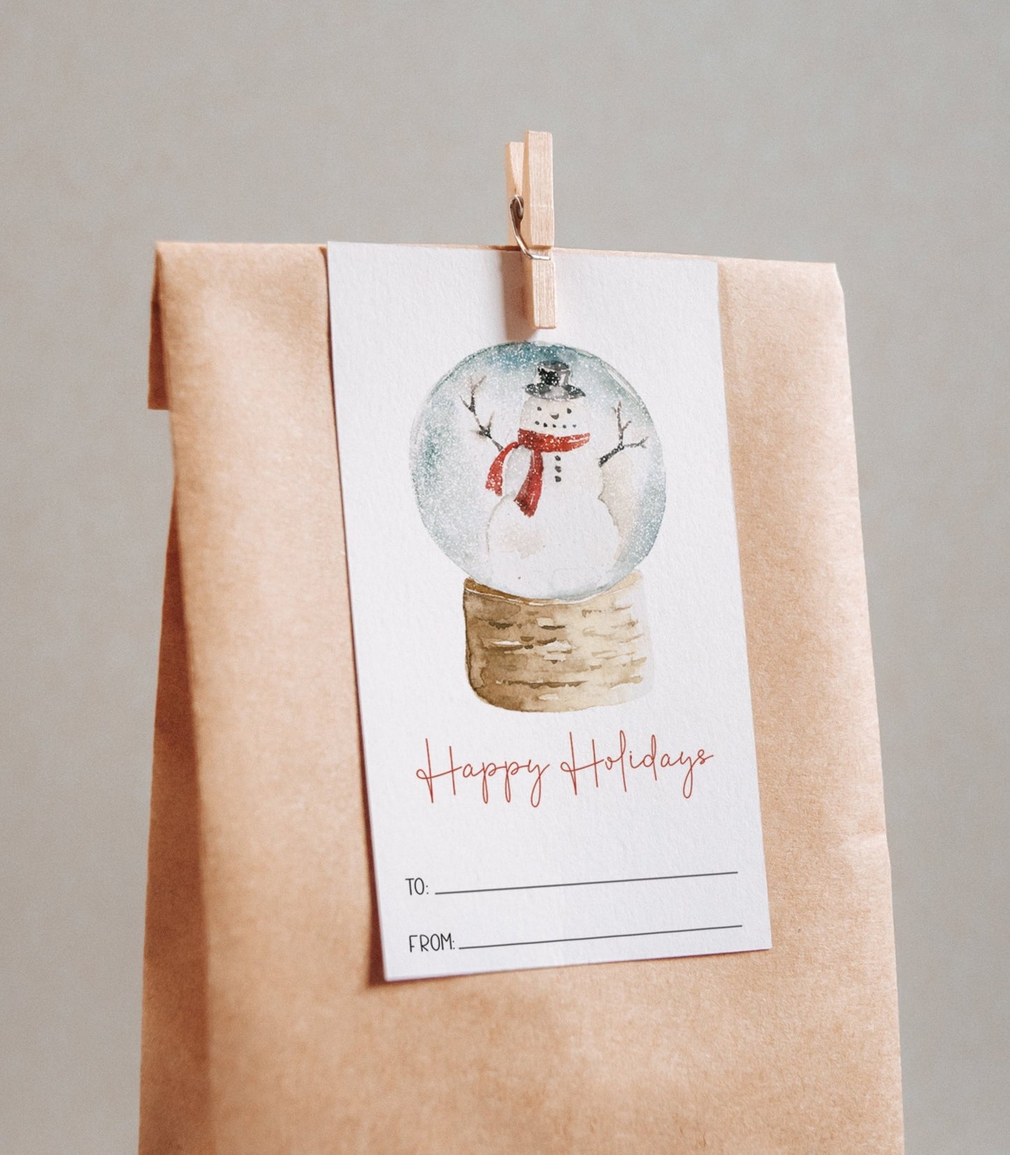 Snow Globe Snowman Gift Tag Printable - High Peaks Studios