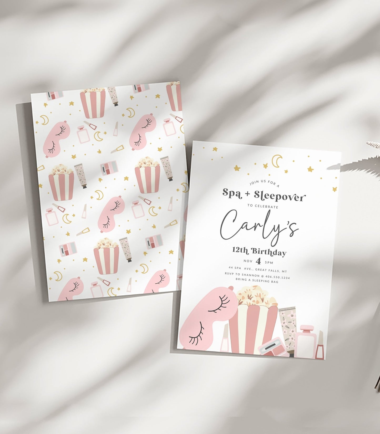 Spa Birthday Party Invitation Printable - High Peaks Studios
