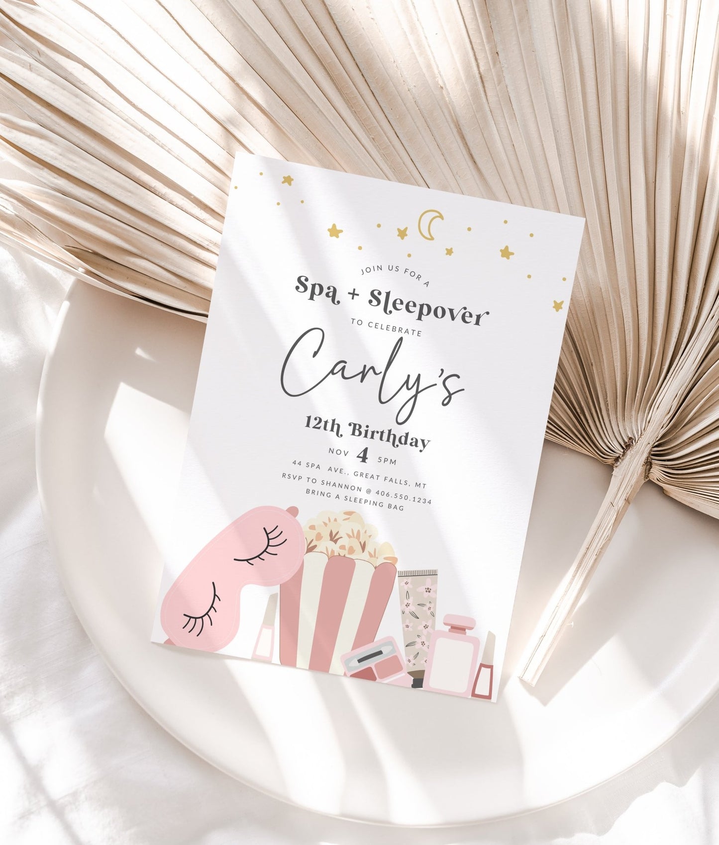 Spa Birthday Party Invitation Printable - High Peaks Studios