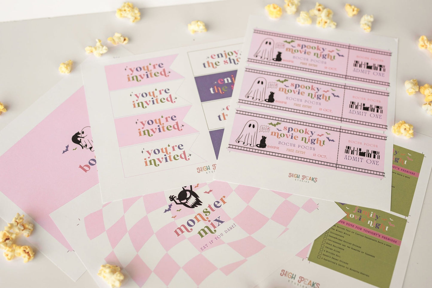 Spooky Halloween Movie Night Printable Set - High Peaks Studios