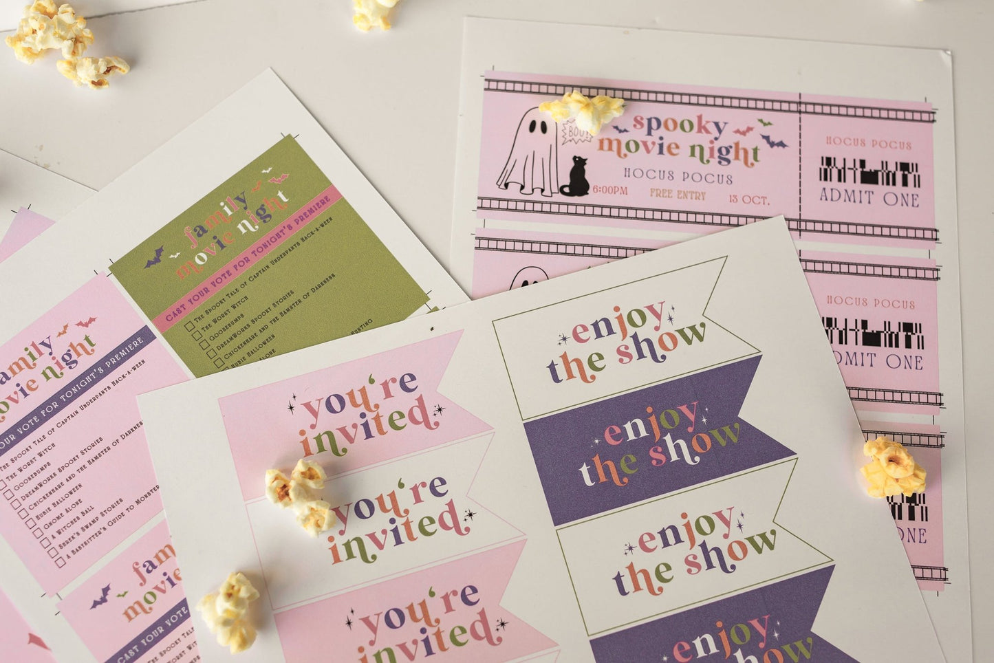 Spooky Halloween Movie Night Printable Set - High Peaks Studios