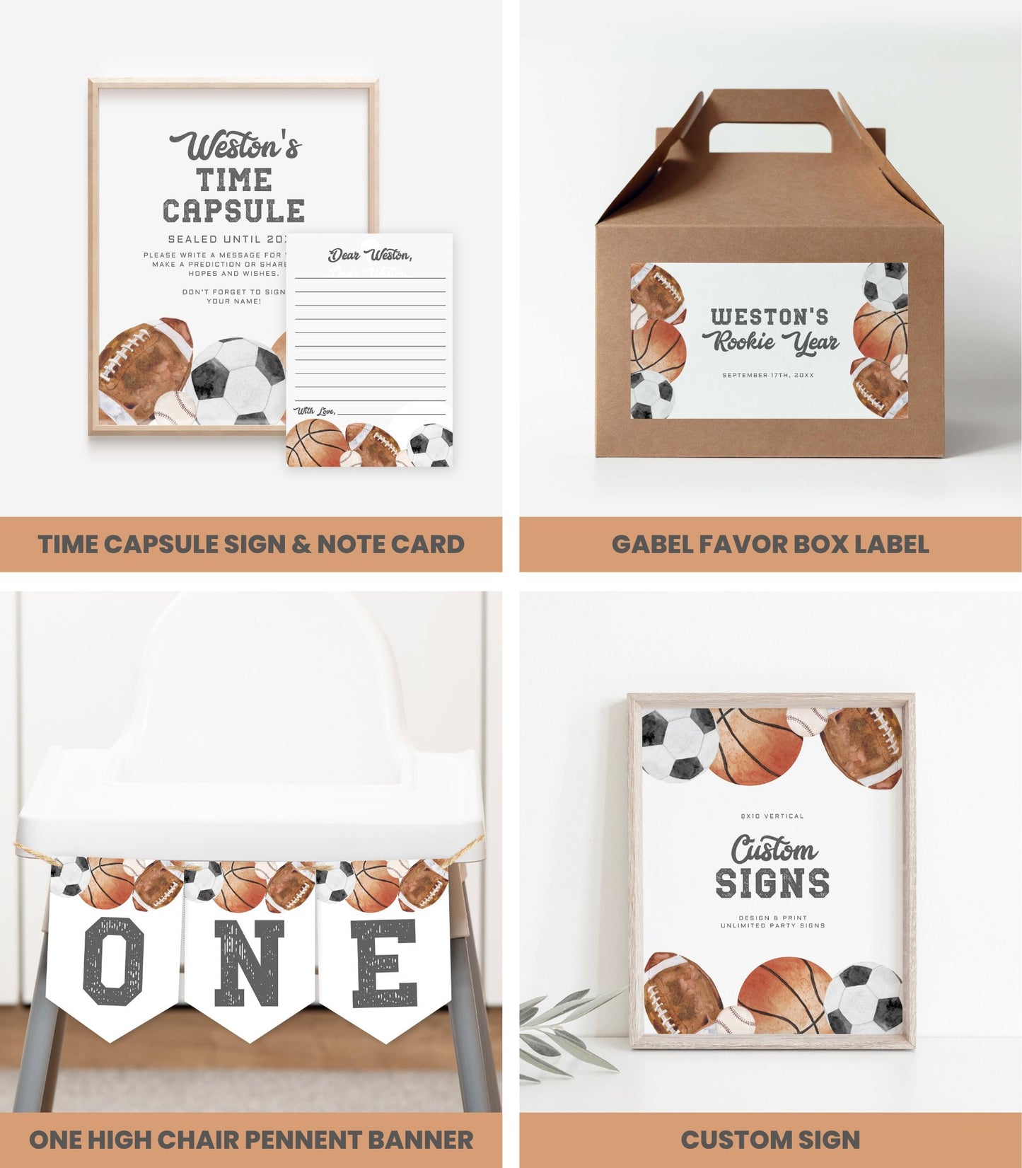 Sports First Birthday Decor Bundle - High Peaks Studios