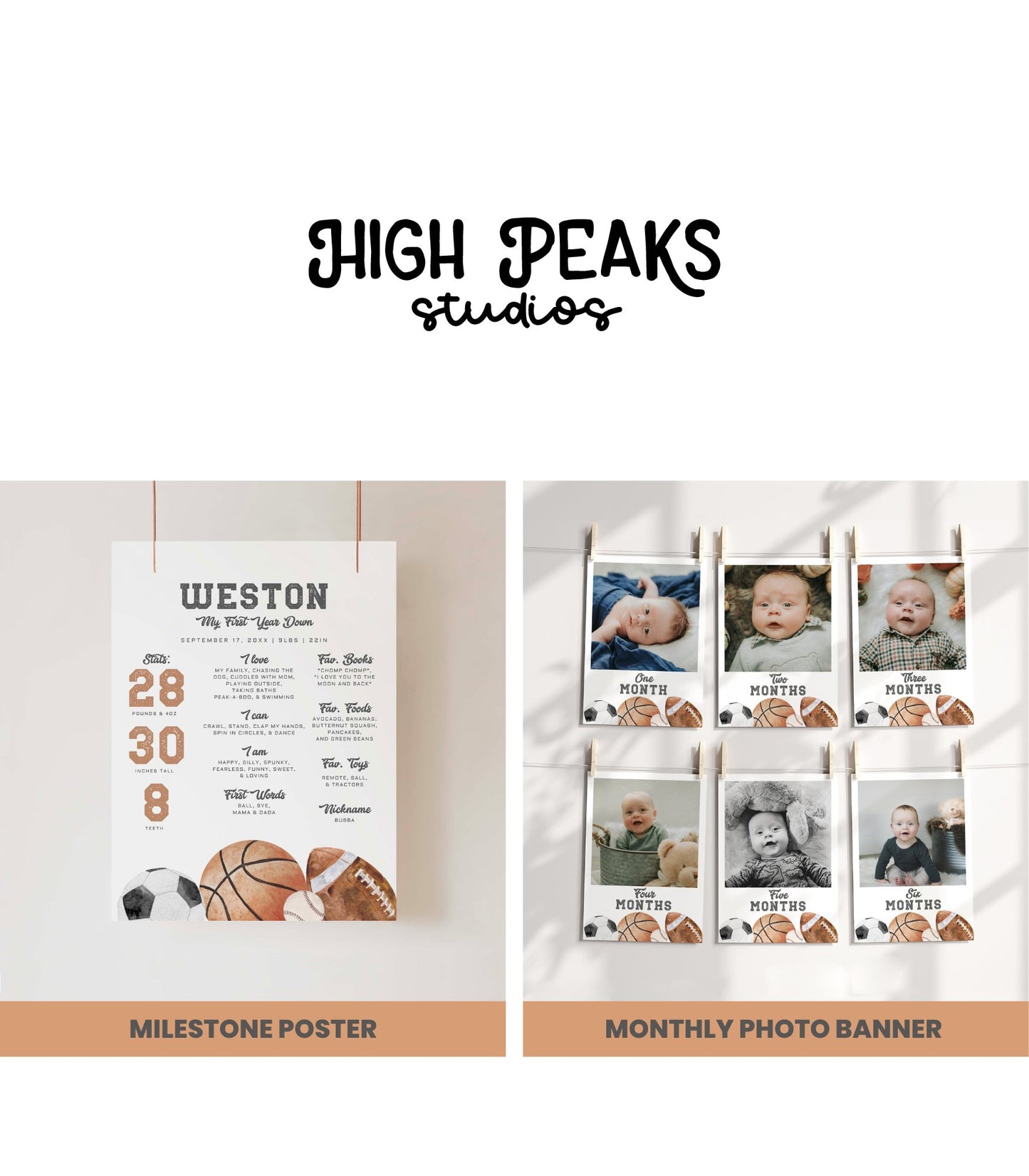 Sports First Birthday Decor Bundle - High Peaks Studios