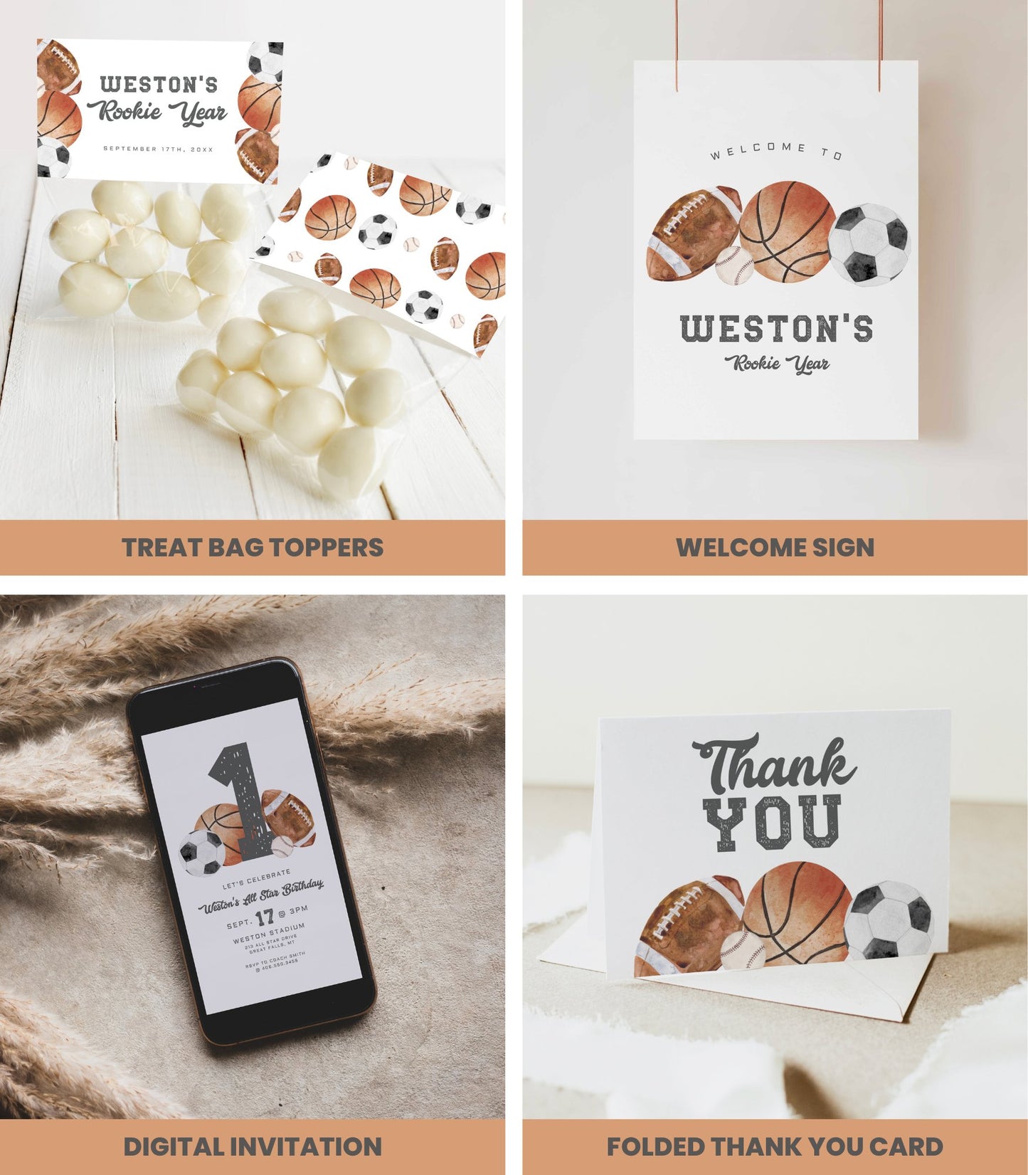 Sports First Birthday Decor Bundle - High Peaks Studios