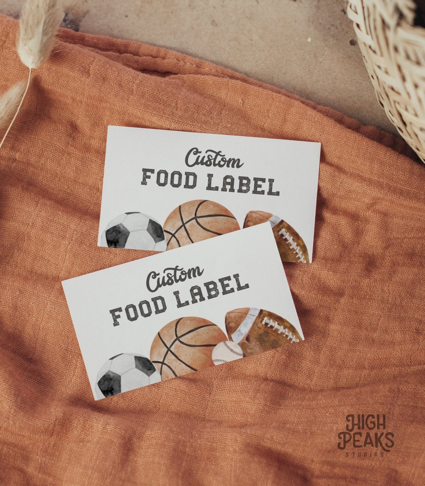 Sports Party Customizable Food Tent Labels - High Peaks Studios