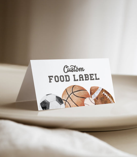 Sports Party Customizable Food Tent Labels - High Peaks Studios
