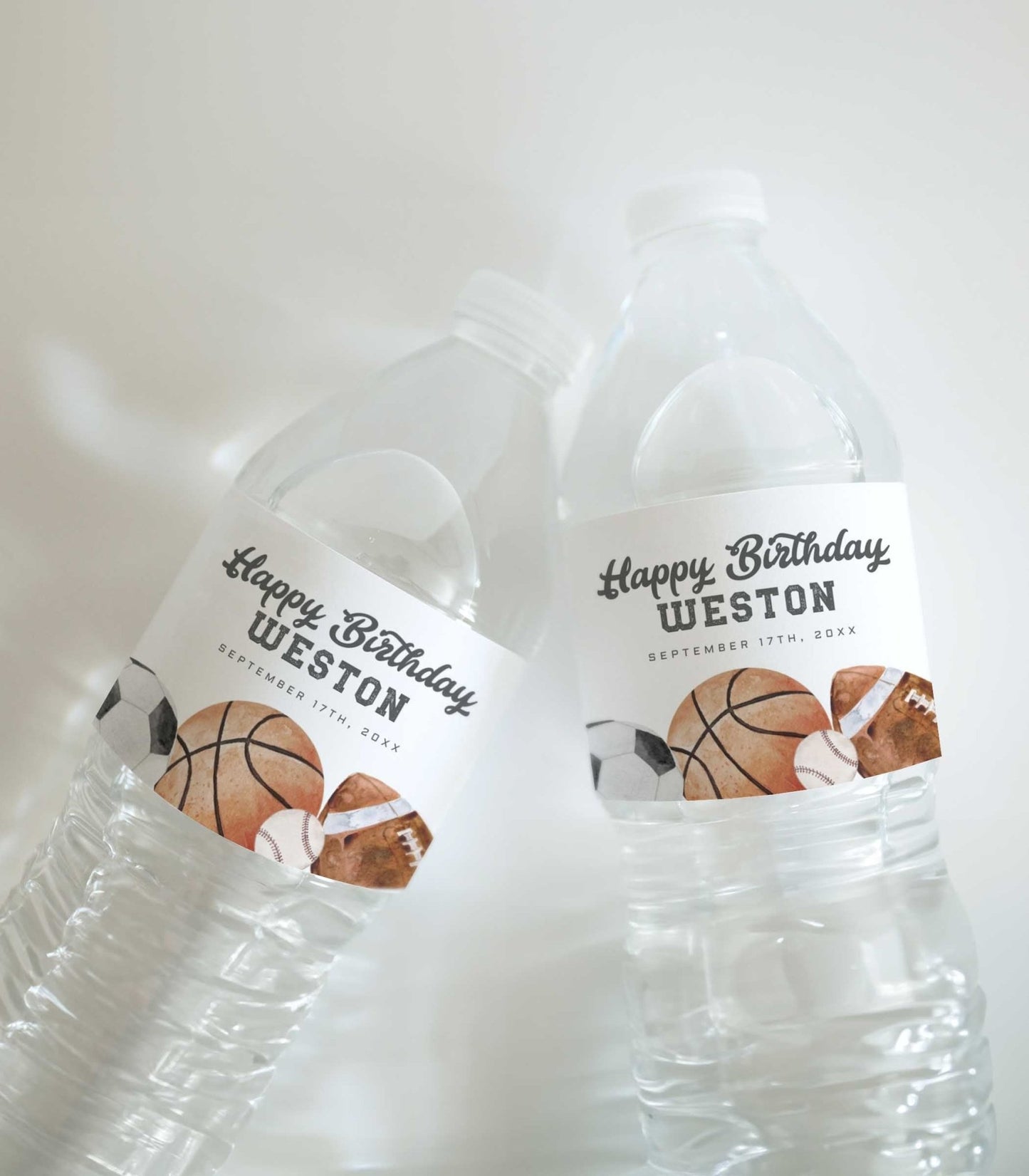 Sports Party Water Bottle Label Printables - High Peaks Studios