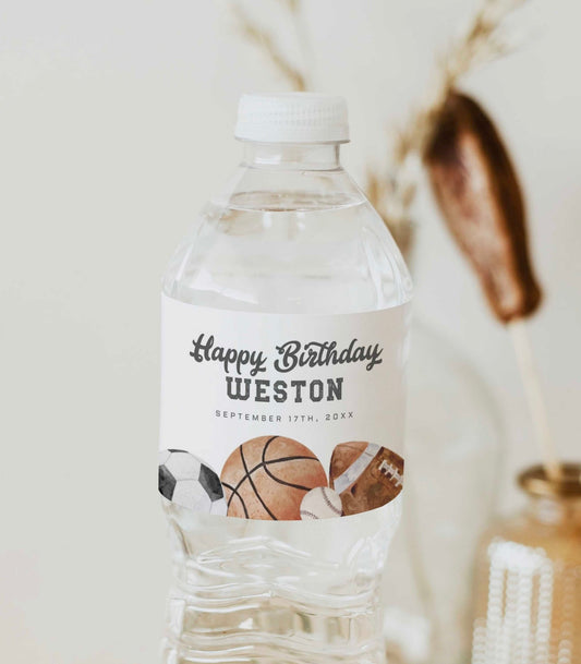 Sports Party Water Bottle Label Printables - High Peaks Studios