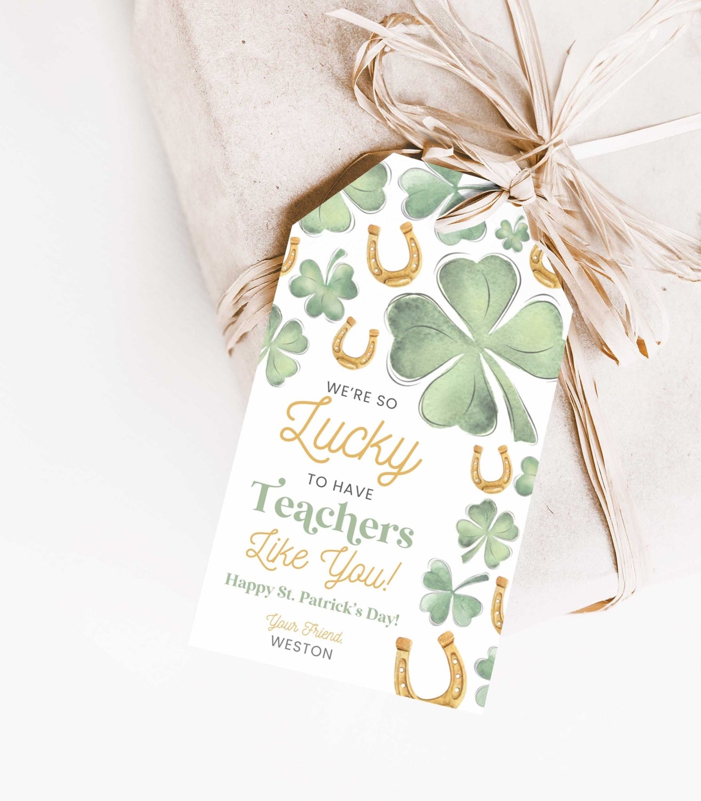 St. Patrick's Day Teacher Appreciation Shamrock Tag - High Peaks Studios