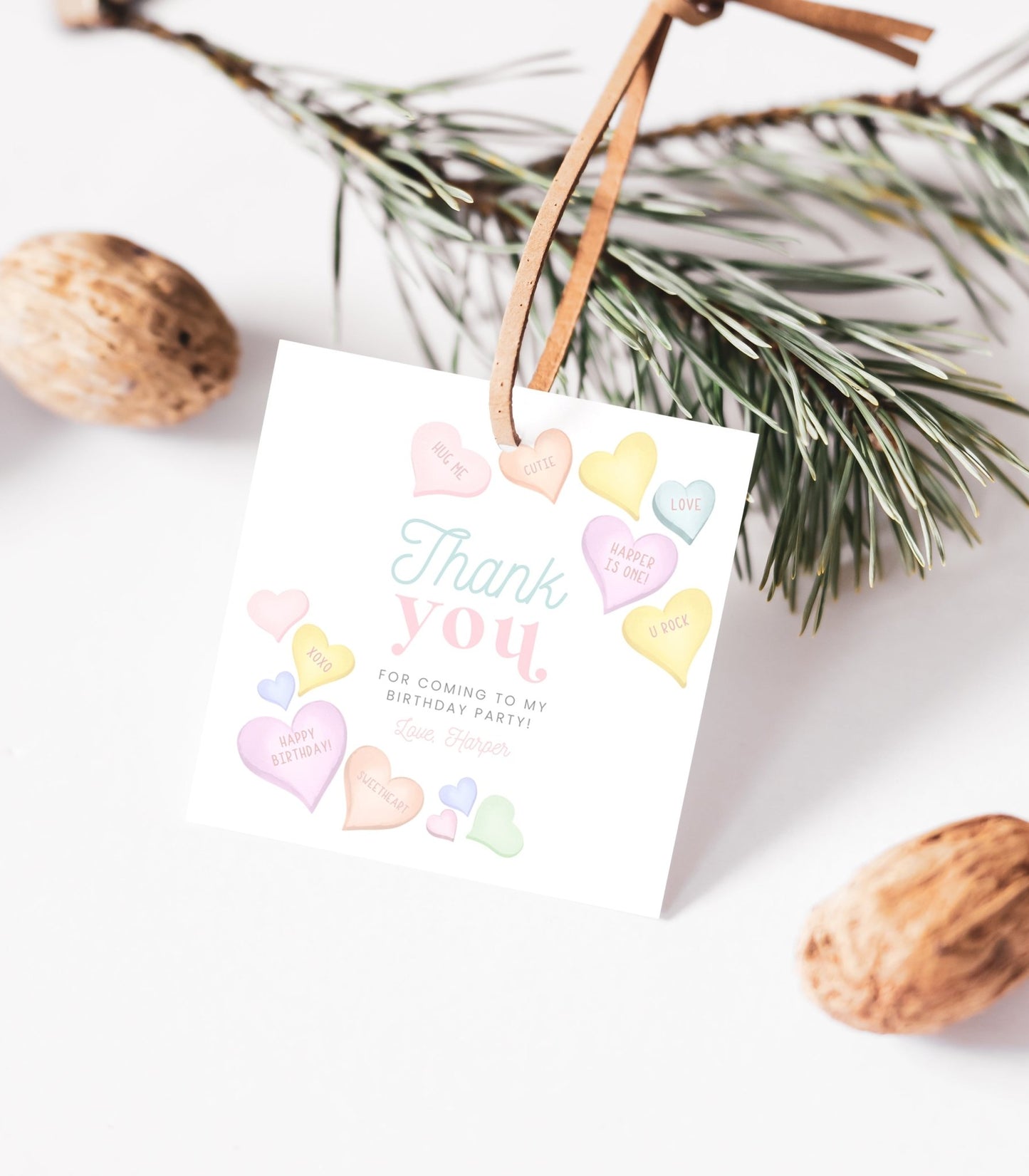 Sweetheart Birthday Circle and Square Favor Printables - High Peaks Studios