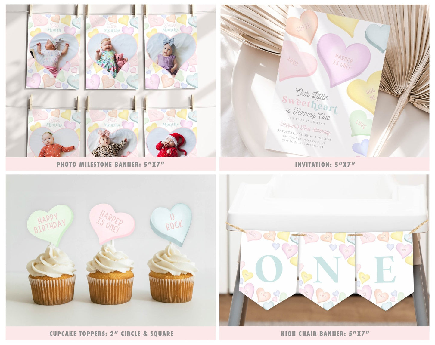 Sweetheart Candy Heart Birthday Printable Bundle - High Peaks Studios