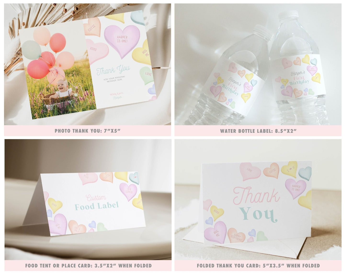 Sweetheart Candy Heart Birthday Printable Bundle - High Peaks Studios