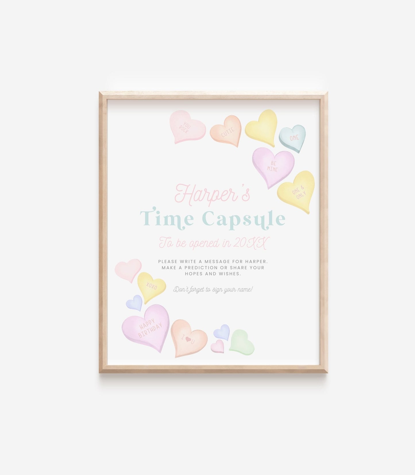 Sweetheart First Birthday Time Capsule Sign and Note Card Printables - High Peaks Studios