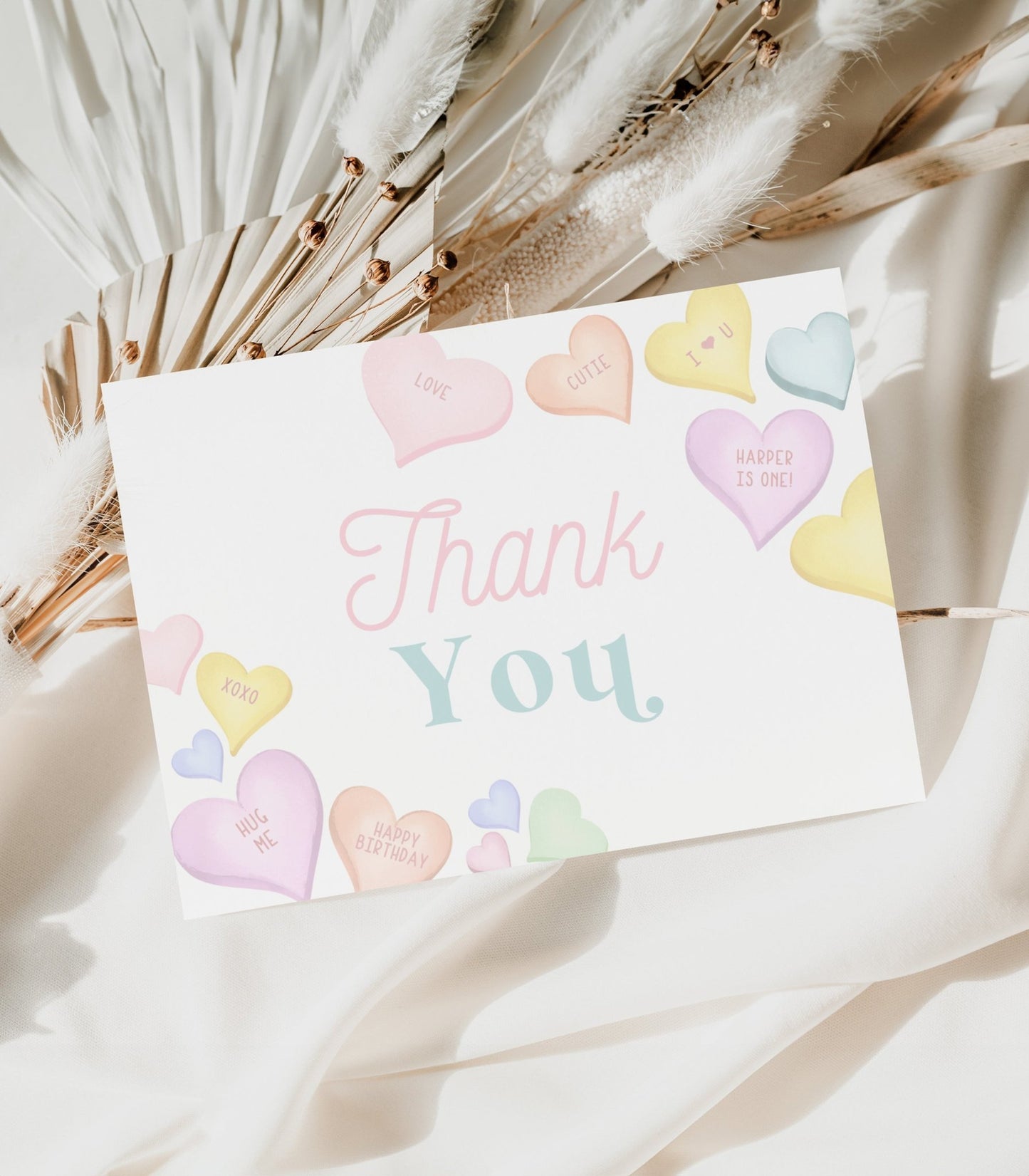 Sweetheart Folded Thank You Card Template - High Peaks Studios