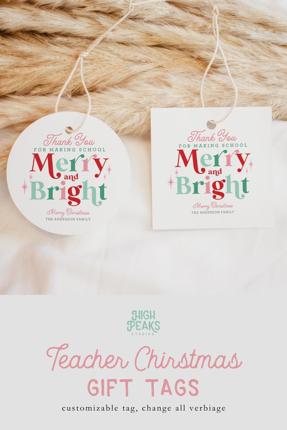 Thank You for Making School Merry And Bright Christmas Gift Tag - High Peaks Studios