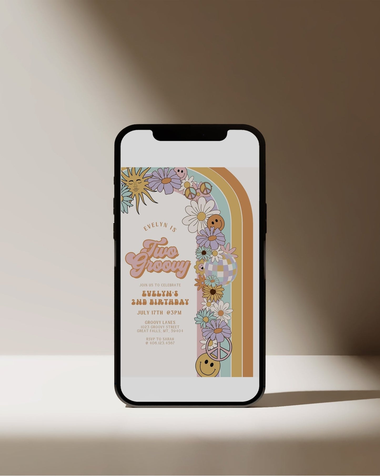 Two Groovy Retro Birthday Invitation - High Peaks Studios