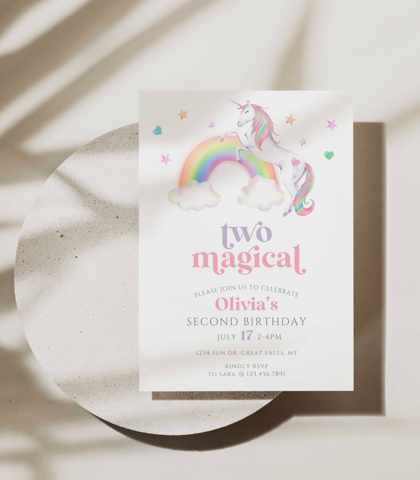 Two Magical Unicorn Birthday Invitation Template - High Peaks Studios