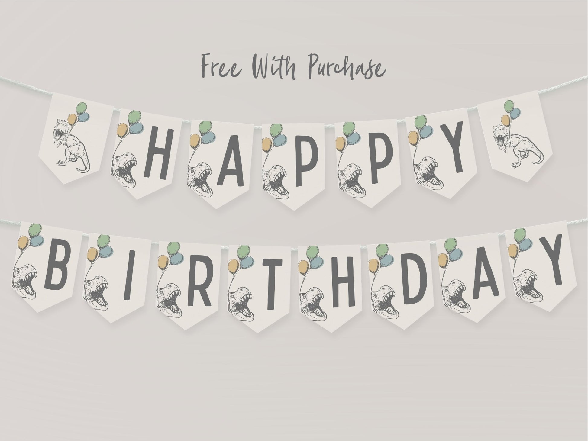 TWO Rex Dinosaur Birthday Party Invitation - High Peaks Studios