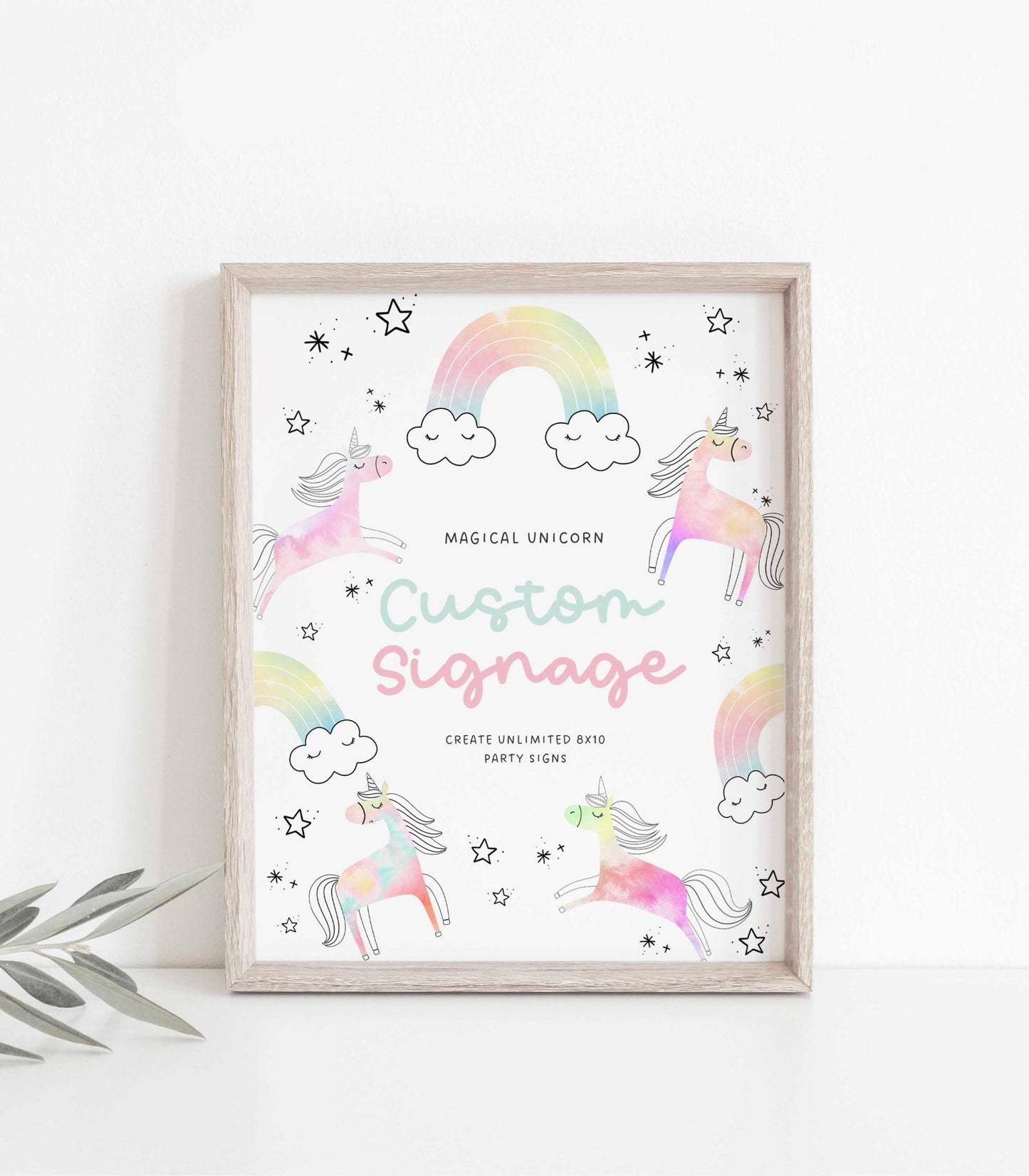 Unicorn Party Custom Sign Template - 8x10 - High Peaks Studios