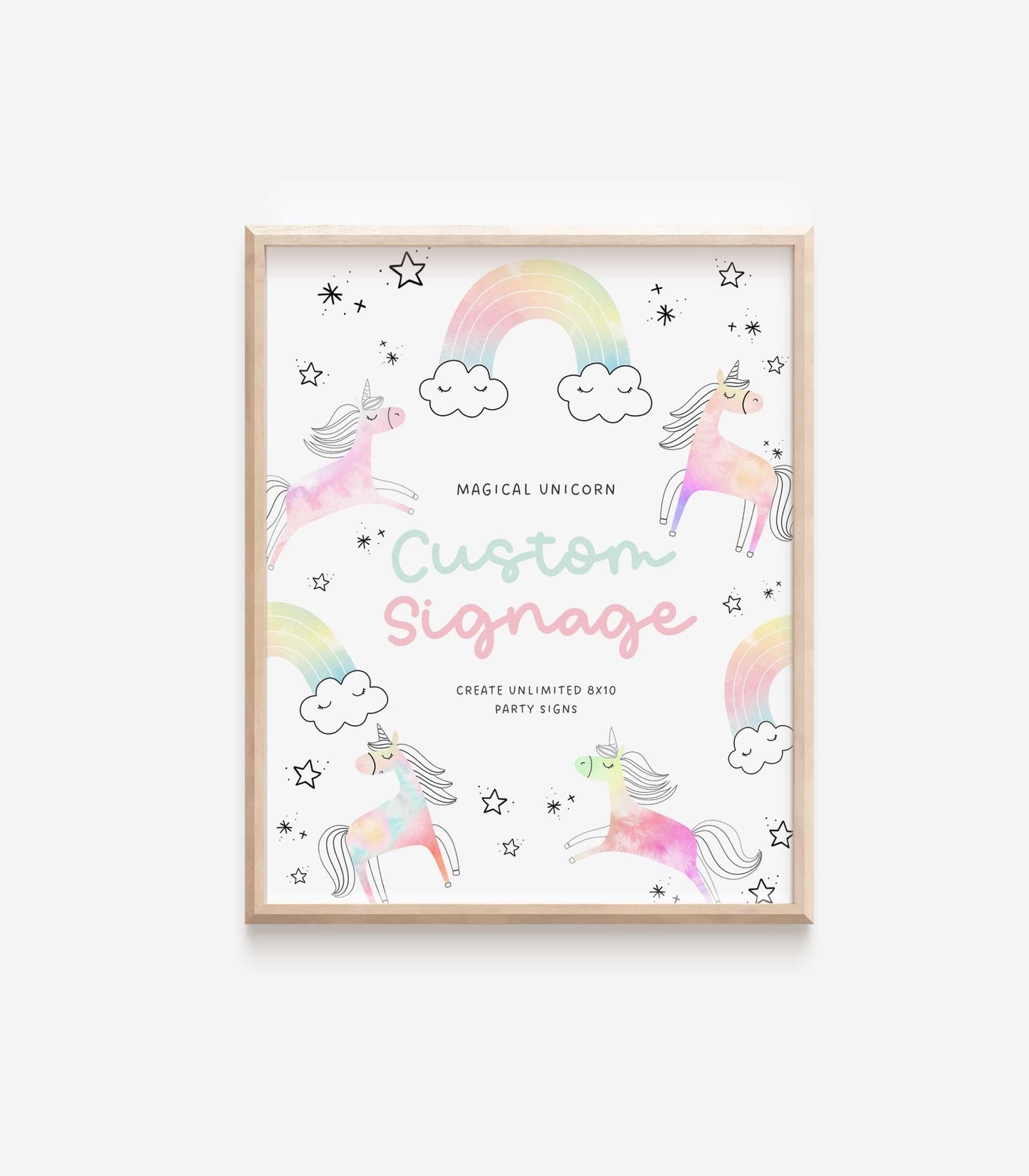Unicorn Party Custom Sign Template - 8x10 - High Peaks Studios