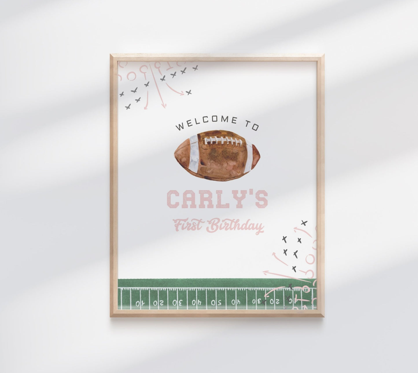 Welcome Sign Printable Poster - Football Birthday Party - Girl - High Peaks Studios