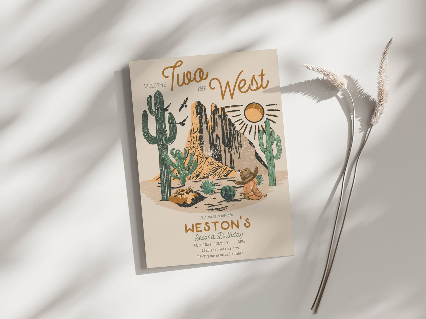 Welcome TWO the West Second Birthday Invitation Printable - High Peaks Studios