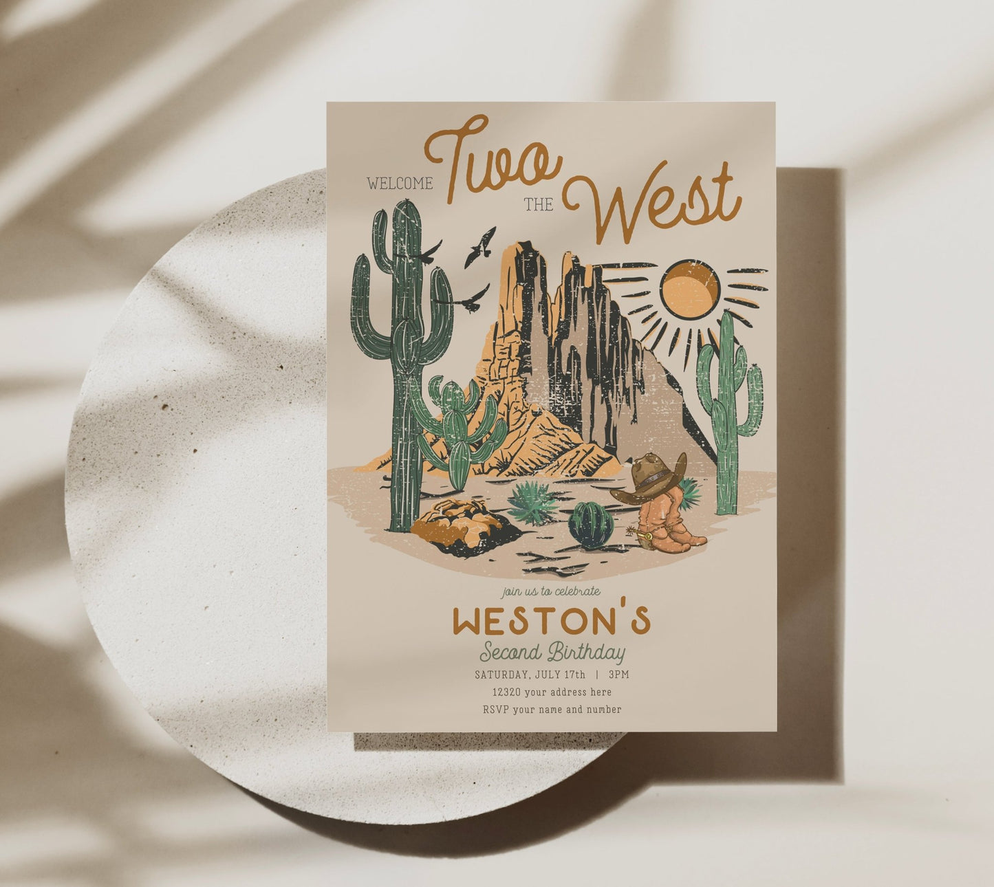 Welcome TWO the West Second Birthday Invitation Printable - High Peaks Studios