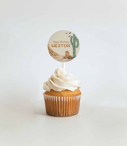 Western Birthday Cupcake Topper Printables - High Peaks Studios