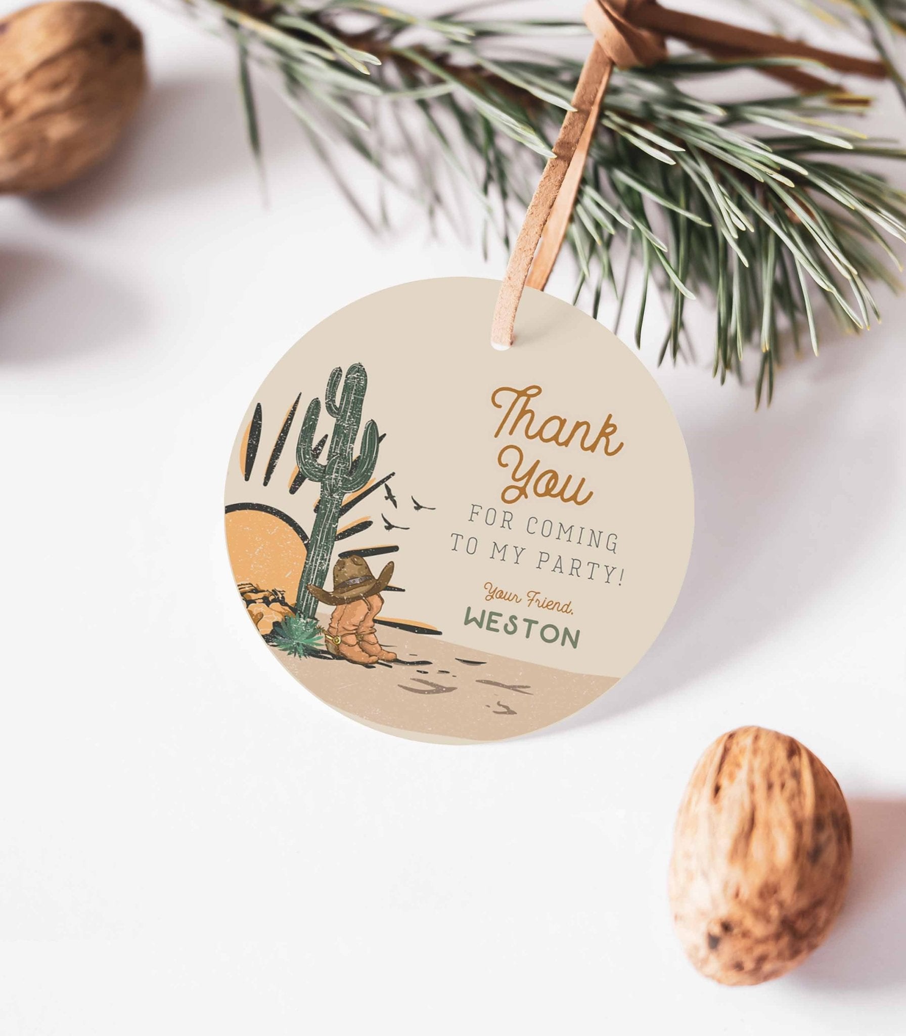 Western Circle and Square Favor Tags and/or Sticker Printables - High Peaks Studios
