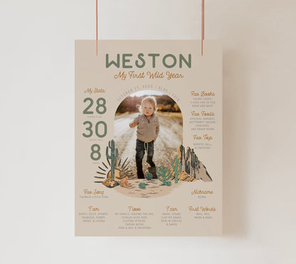 Western First Birthday Milestone Poster With Photo - High Peaks Studios