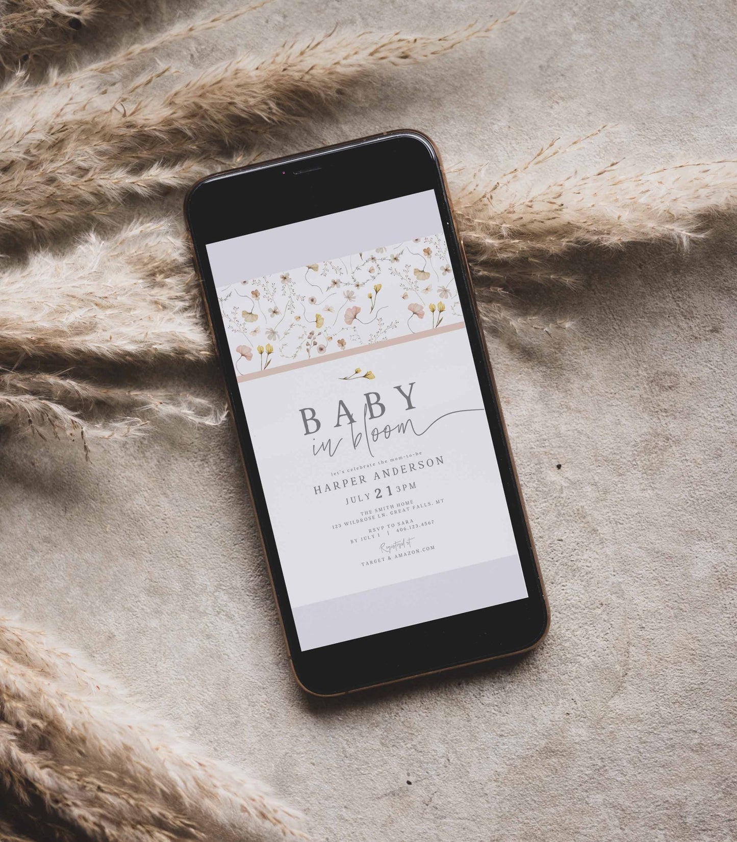 Wildflower Baby Shower Invitation Printable - High Peaks Studios