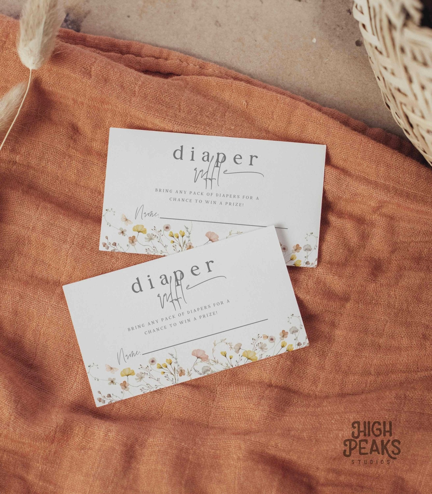 Wildflower Diaper Raffle Insert Card - High Peaks Studios