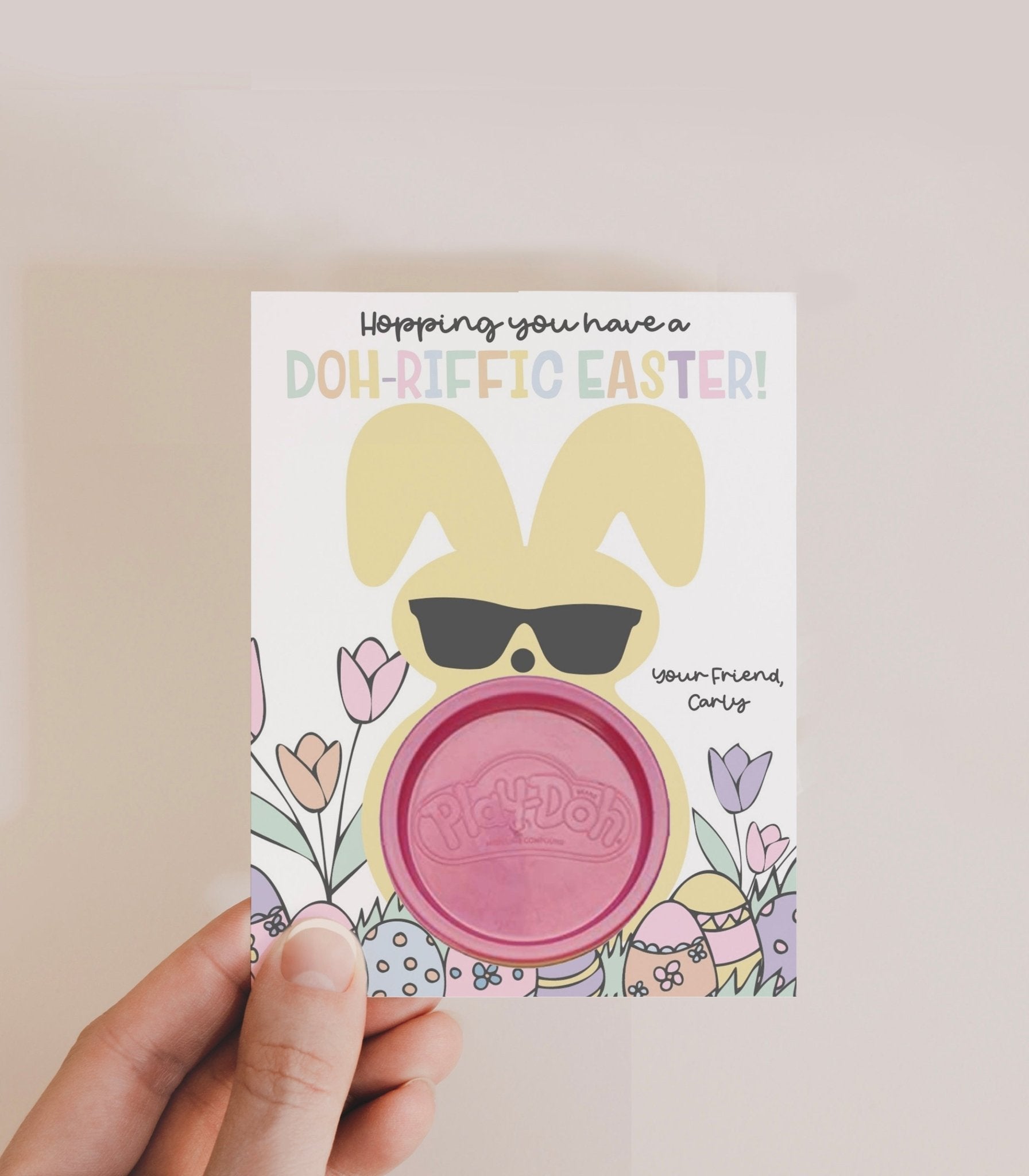 Yellow Easter Peep Play Doh Valentine Printable - High Peaks Studios