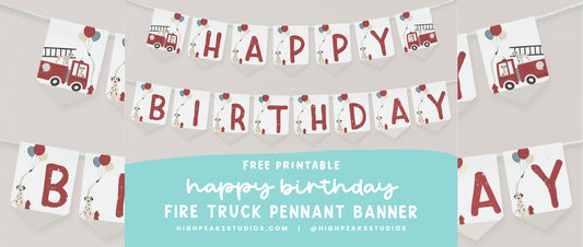 Free Fire Truck Birthday Printable - High Peaks Studios LLC