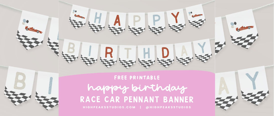 Free Race Car Birthday Printable - High Peaks Studios