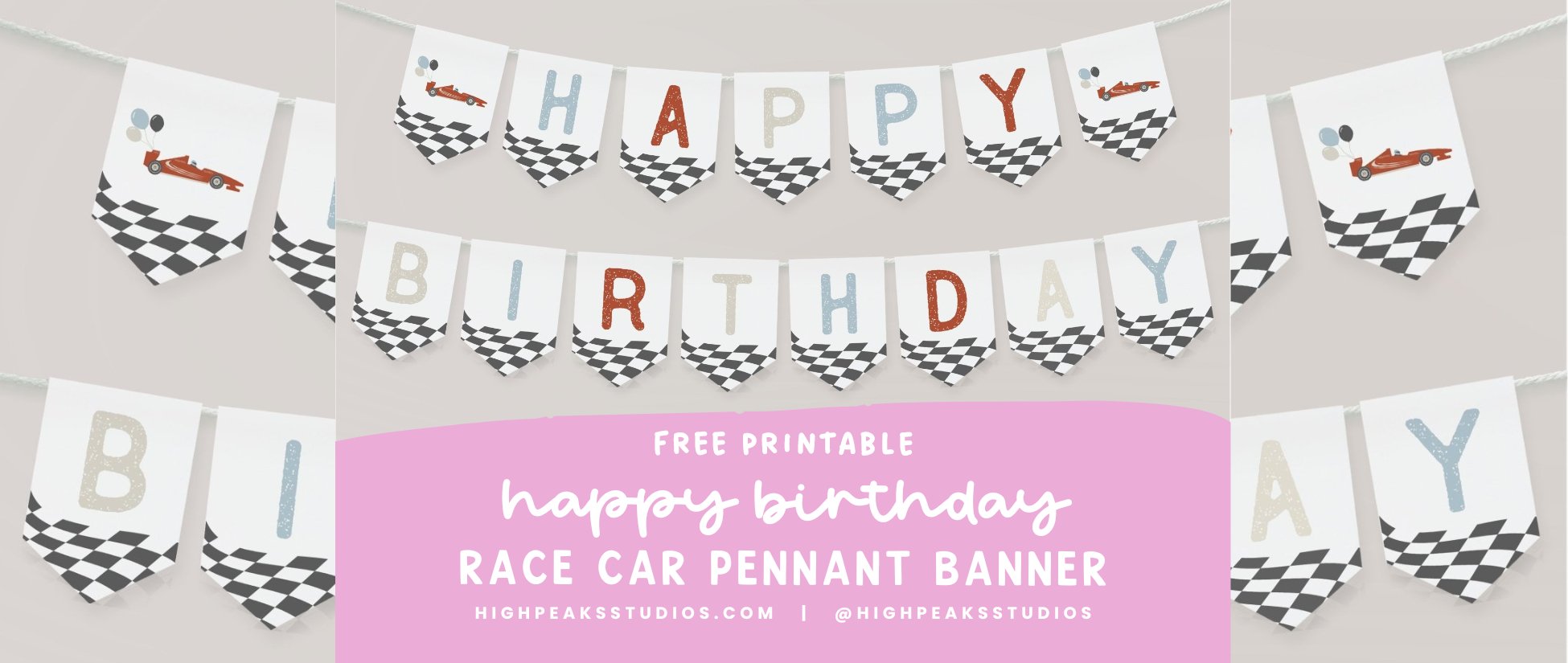 Free Race Car Birthday Printable – High Peaks Studios LLC