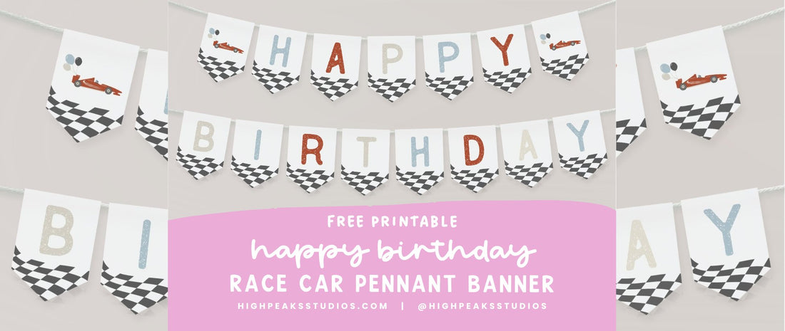 Free Race Car Birthday Printable - High Peaks Studios LLC